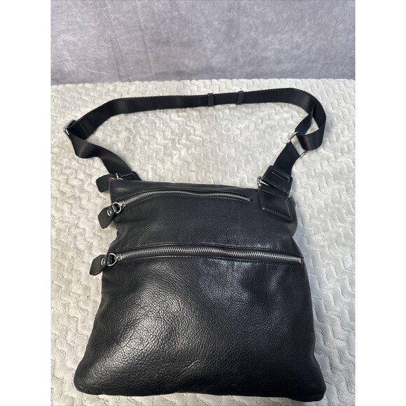 Margot Bags Black Leather Triple Zipper Crossbody Purse Bag - Picture 1 of 6